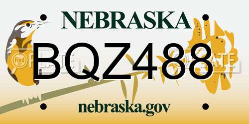 BQZ488 Nebraska License Plate