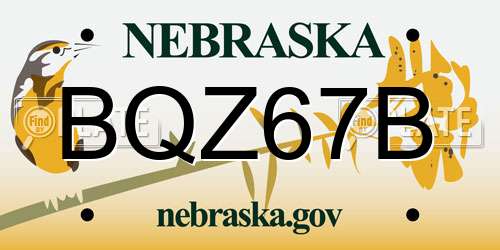 BQZ67B Nebraska License Plate