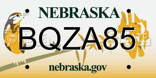 BQZA85 Nebraska License Plate
