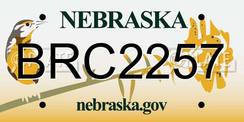 BRC2257 Nebraska License Plate