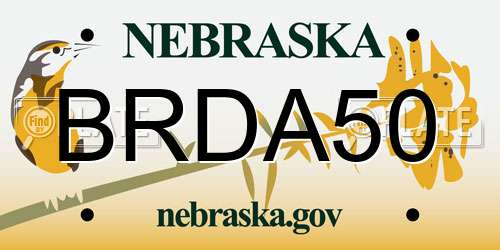 BRDA50 Nebraska License Plate
