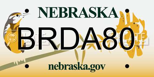 BRDA80 Nebraska License Plate