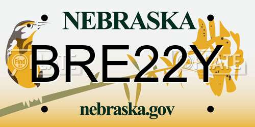BRE22Y Nebraska License Plate