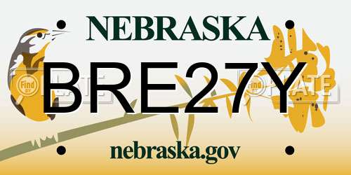 BRE27Y Nebraska License Plate