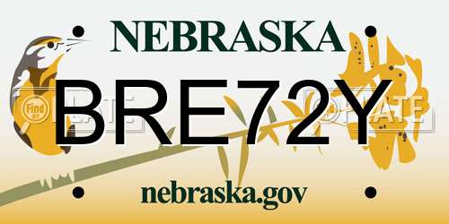 BRE72Y Nebraska License Plate