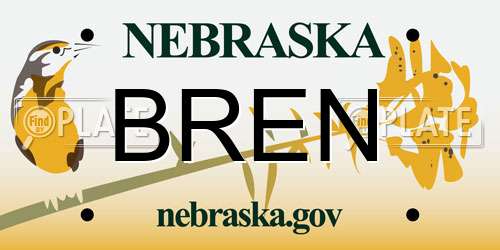 BREN Nebraska License Plate