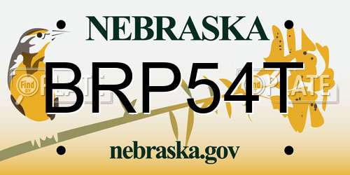 BRP54T Nebraska License Plate
