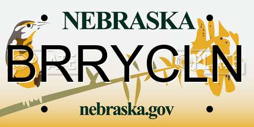 BRRYCLN Nebraska License Plate