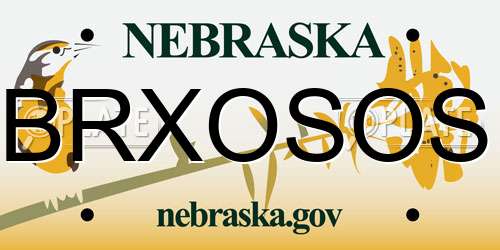 BRXOSOS Nebraska License Plate