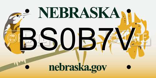 BS0B7V Nebraska License Plate