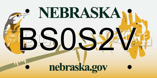 BS0S2V Nebraska License Plate