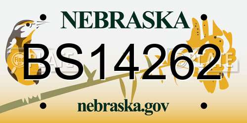 BS14262 Nebraska License Plate