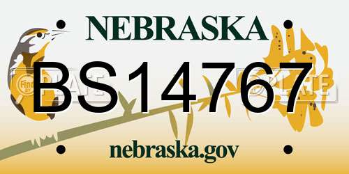 BS14767 Nebraska License Plate