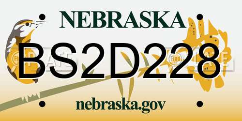 BS2D228 Nebraska License Plate
