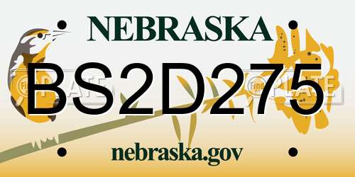 BS2D275 Nebraska License Plate