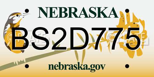 BS2D775 Nebraska License Plate