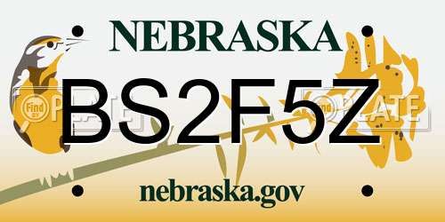 BS2F5Z Nebraska License Plate