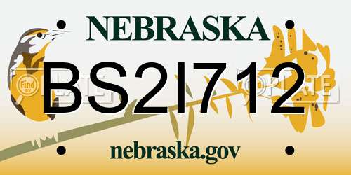 BS2I712 Nebraska License Plate