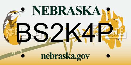 BS2K4P Nebraska License Plate