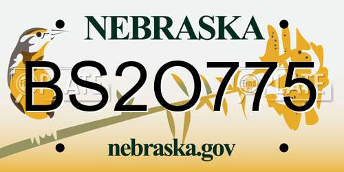 BS2O775 Nebraska License Plate