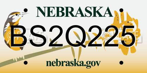 BS2Q225 Nebraska License Plate