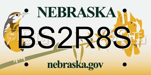 BS2R8S Nebraska License Plate