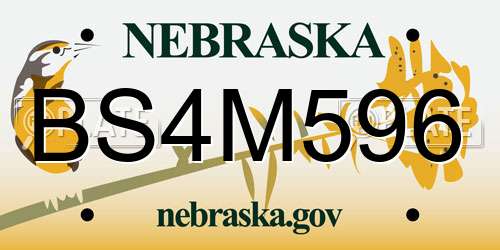BS4M596 Nebraska License Plate