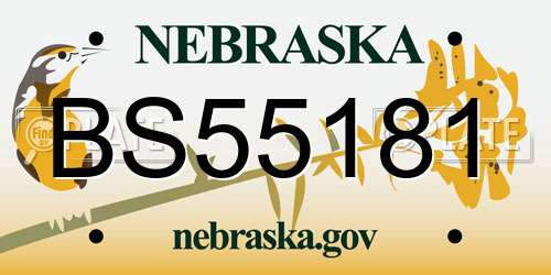 BS55181 Nebraska License Plate