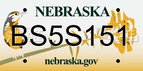 BS5S151 Nebraska License Plate