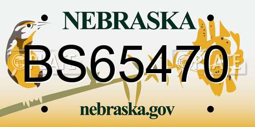 BS65470 Nebraska License Plate