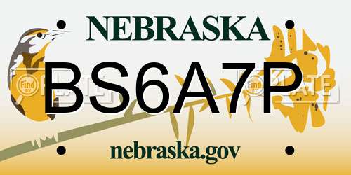 BS6A7P Nebraska License Plate