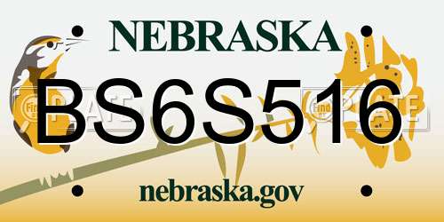 BS6S516 Nebraska License Plate