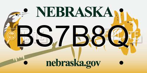 BS7B8Q Nebraska License Plate