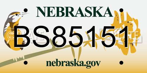 BS85151 Nebraska License Plate