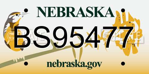BS95477 Nebraska License Plate