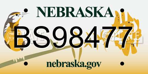 BS98477 Nebraska License Plate
