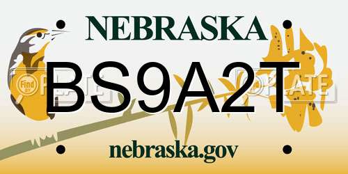 BS9A2T Nebraska License Plate