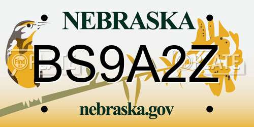 BS9A2Z Nebraska License Plate
