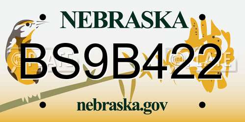 BS9B422 Nebraska License Plate