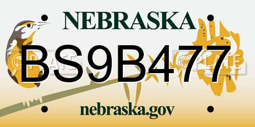 BS9B477 Nebraska License Plate