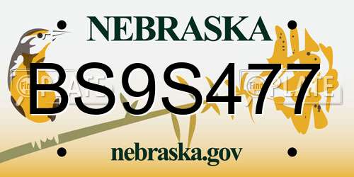 BS9S477 Nebraska License Plate