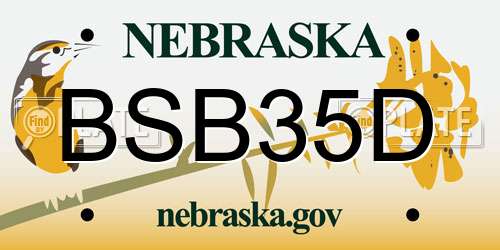BSB35D Nebraska License Plate
