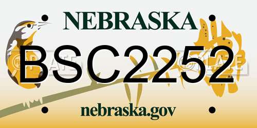 BSC2252 Nebraska License Plate