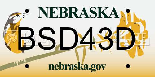 BSD43D Nebraska License Plate