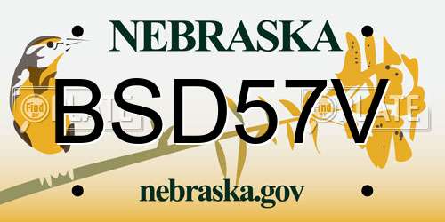BSD57V Nebraska License Plate