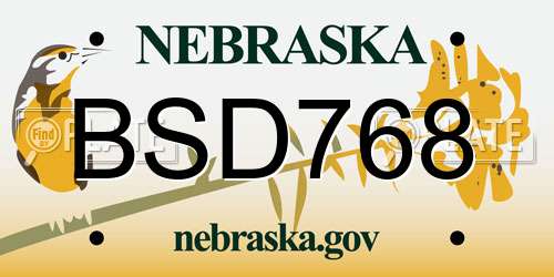 BSD768 Nebraska License Plate