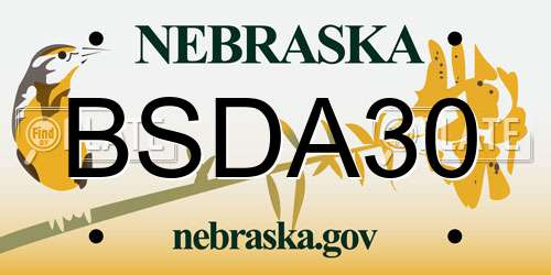 BSDA30 Nebraska License Plate