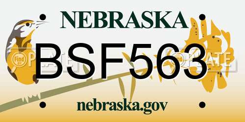 BSF563 Nebraska License Plate