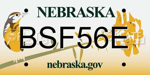 BSF56E Nebraska License Plate