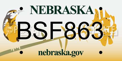 BSF863 Nebraska License Plate